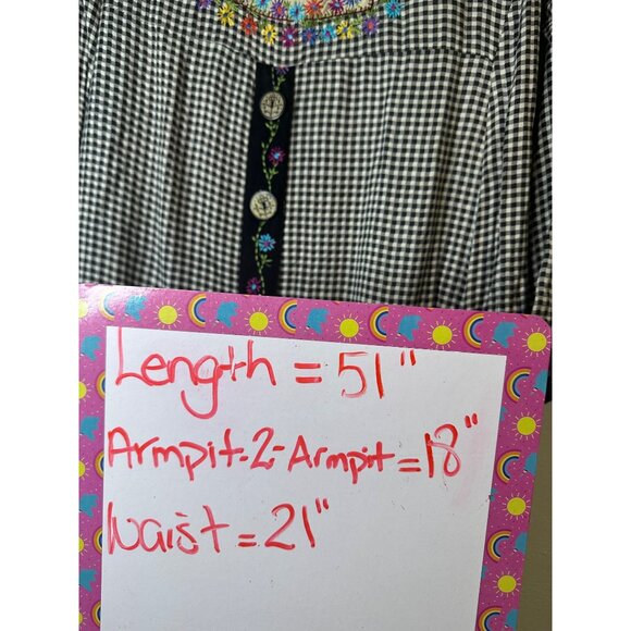 Vintage Whimsical Cottagecore Dress S/M Embroidered Gingham Vintage Prairie Y2K - Picture 2 of 11